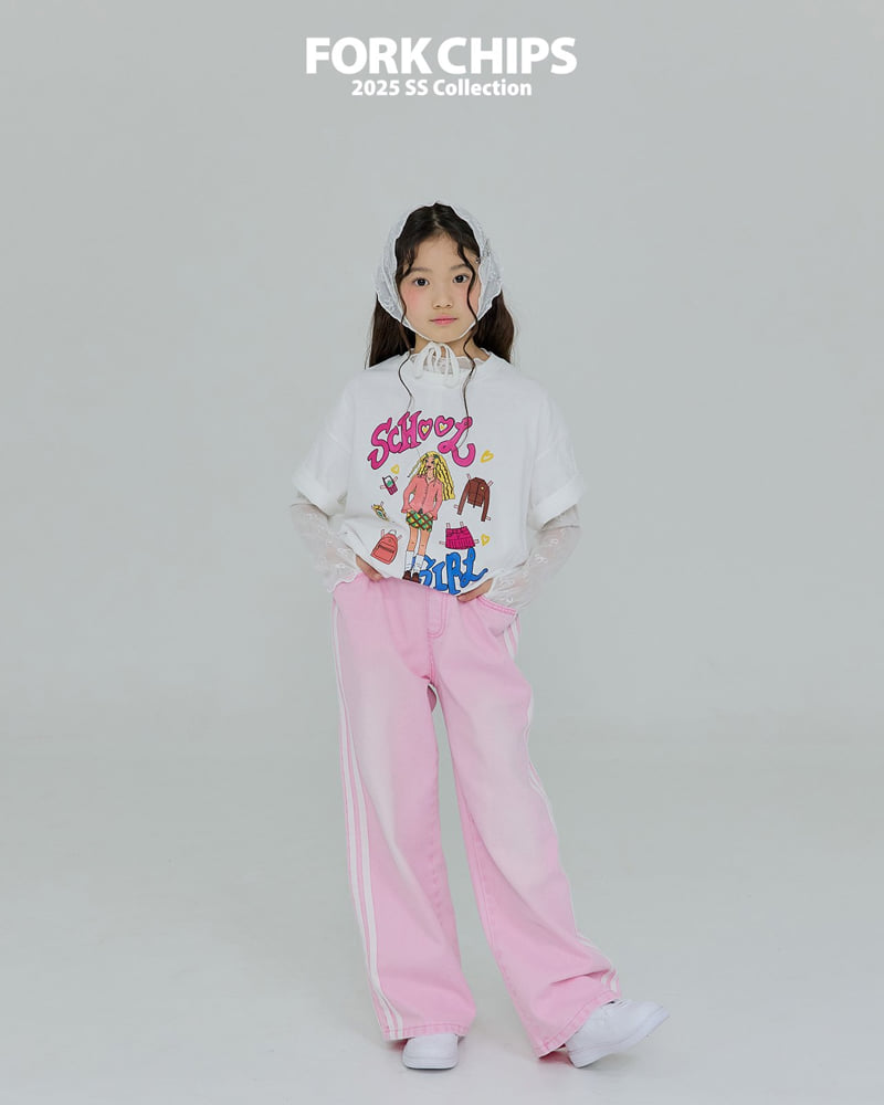 Fork Chips - Korean Children Fashion - #kidsstore - Pink Line Pants - 11