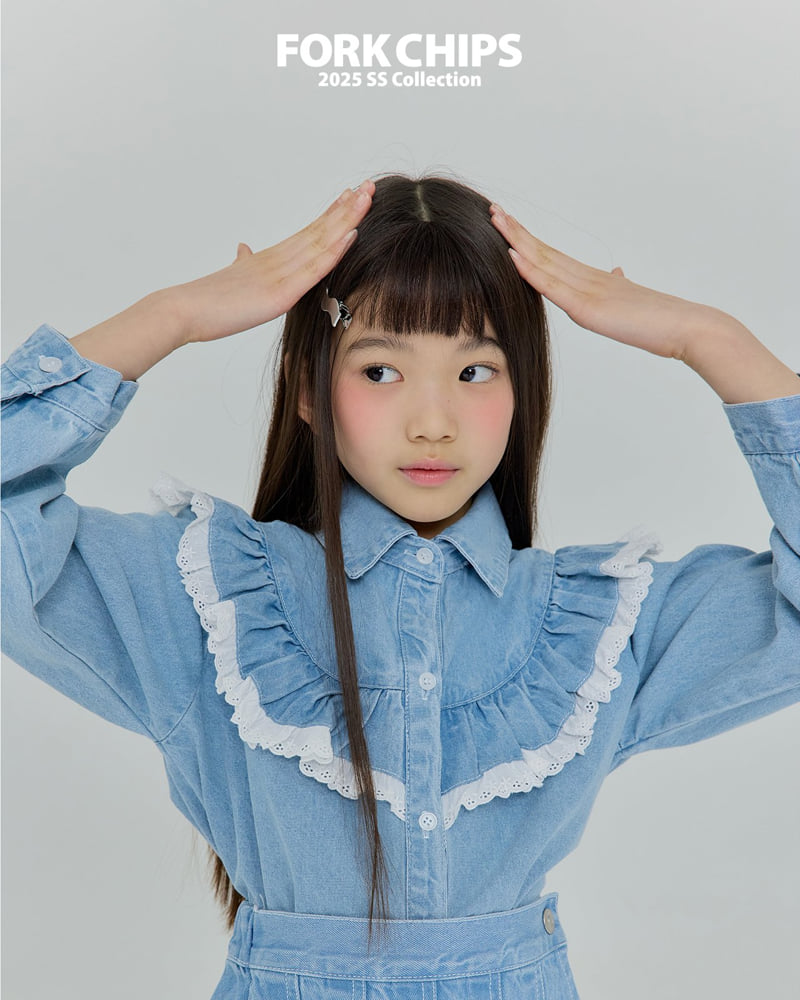 Fork Chips - Korean Children Fashion - #kidsstore - Hippie Denim Blouse - 11