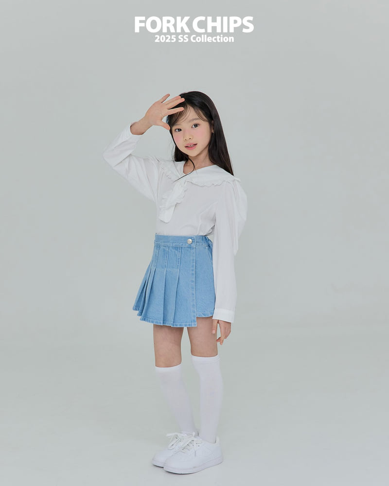 Fork Chips - Korean Children Fashion - #kidsstore - BB Denim Skirt - 10
