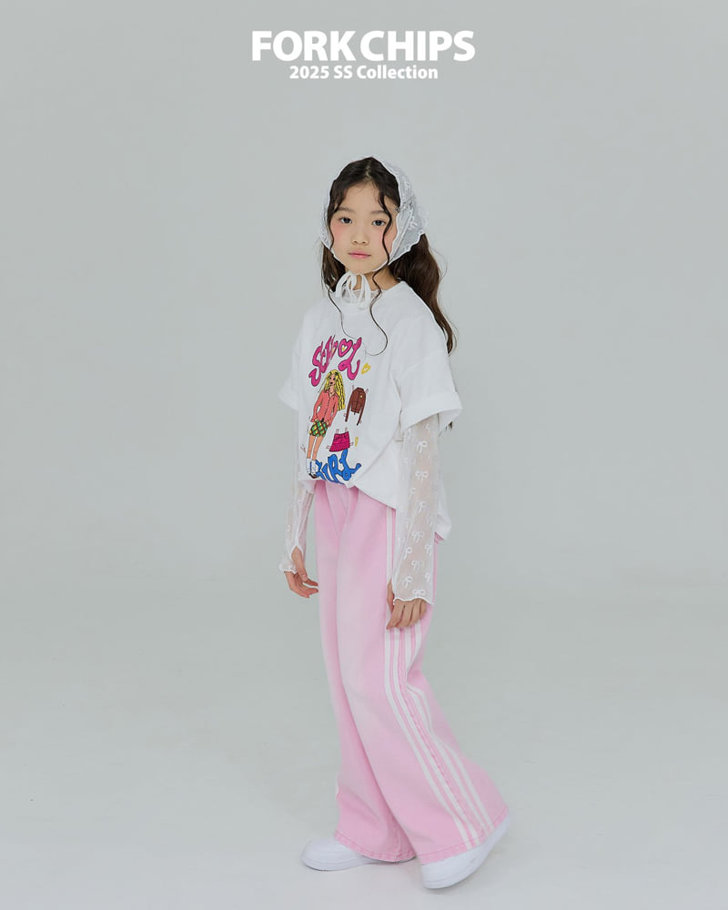 Fork Chips - Korean Children Fashion - #kidzfashiontrend - Pink Line Pants - 12