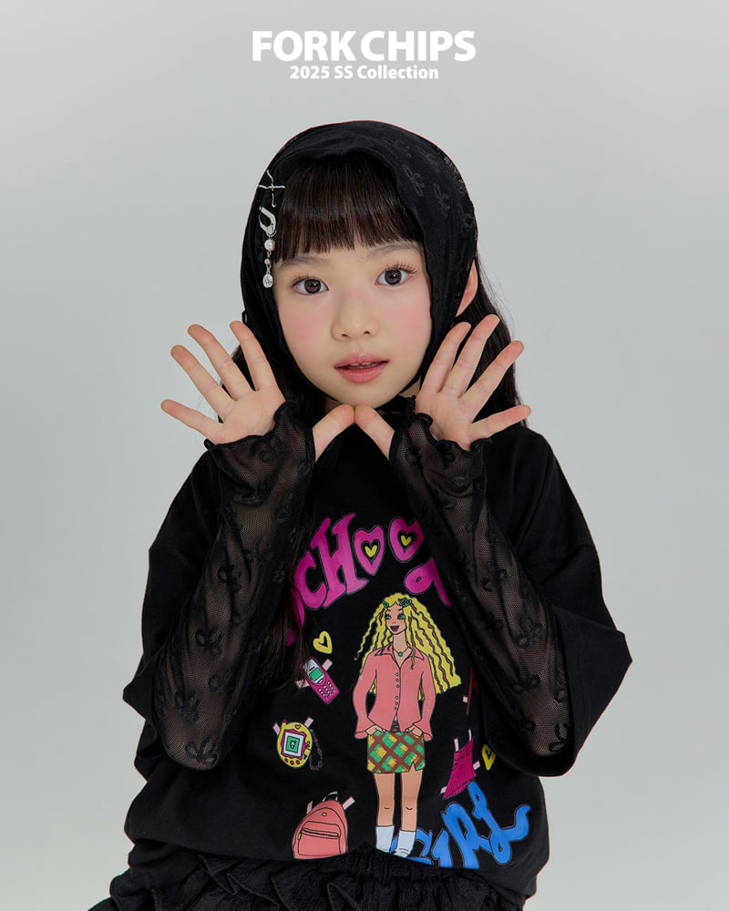 Fork Chips - Korean Children Fashion - #littlefashionista - Ribbon Layered Tee - 8