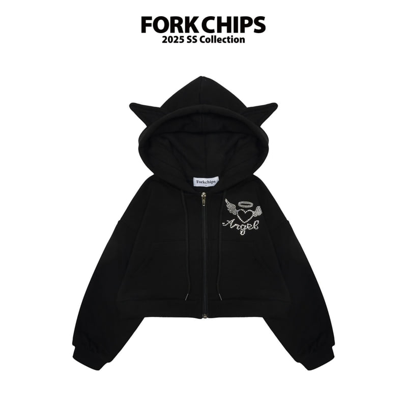 Fork Chips - Korean Children Fashion - #littlefashionista - Angel Hood Zip-up Jacket