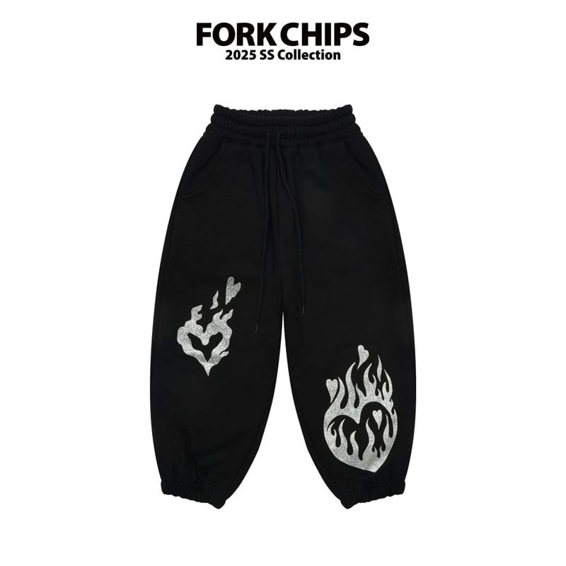 Fork Chips - Korean Children Fashion - #magicofchildhood - Burning Jogger Pants