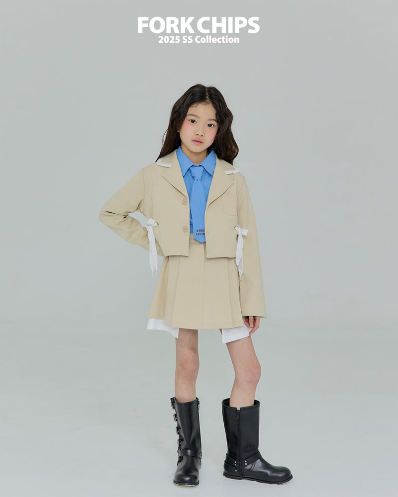 Fork Chips - Korean Children Fashion - #magicofchildhood - Frill Ribbon Jacket - 9