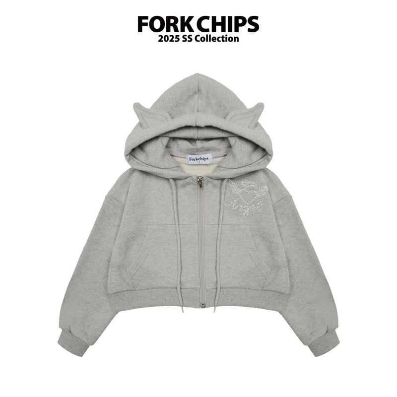 Fork Chips - Korean Children Fashion - #magicofchildhood - Angel Hood Zip-up Jacket - 2