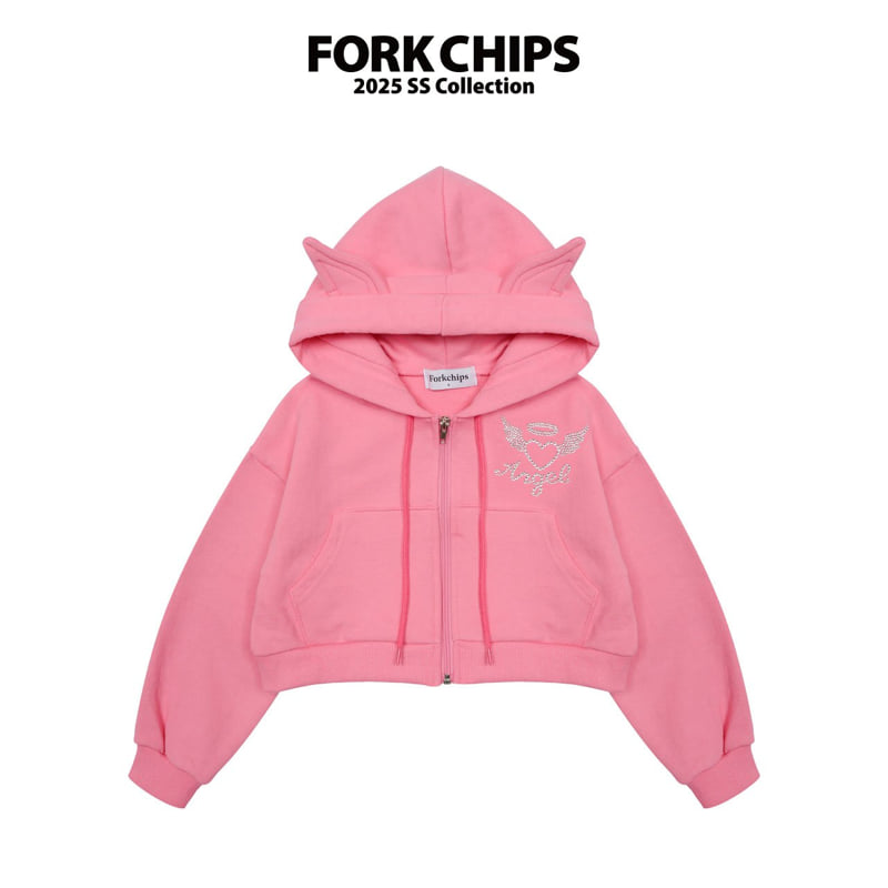 Fork Chips - Korean Children Fashion - #minifashionista - Angel Hood Zip-up Jacket - 3
