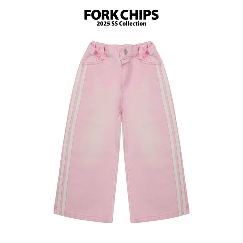 Fork Chips - Korean Children Fashion - #prettylittlegirls - Pink Line Pants