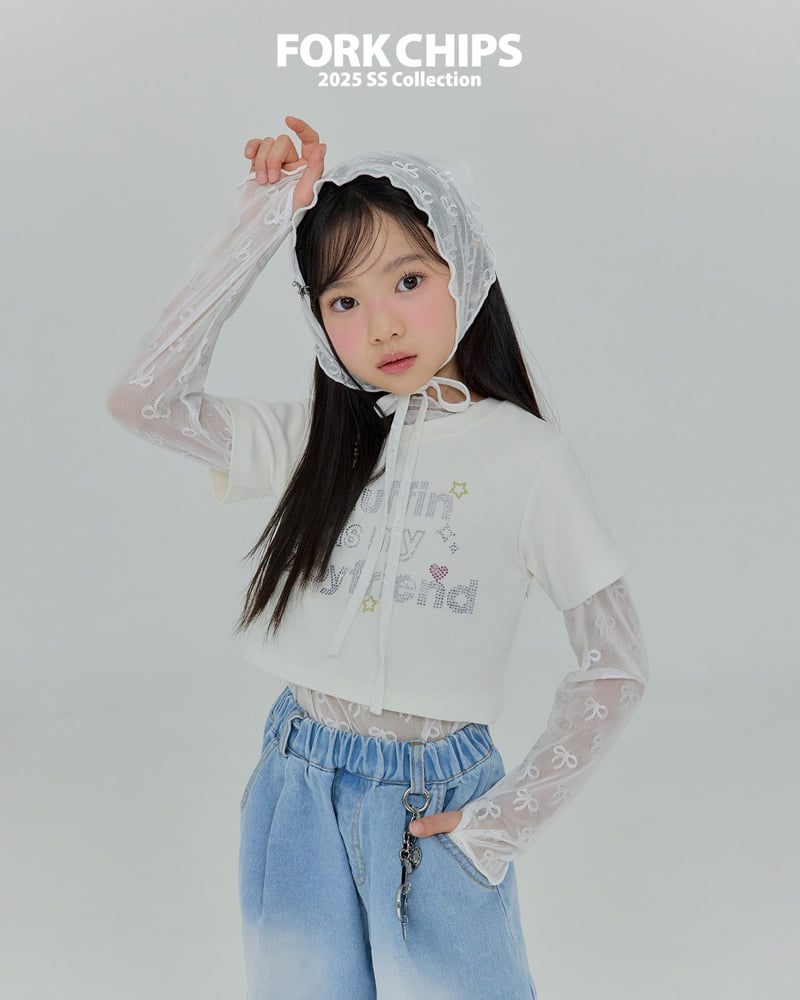 Fork Chips - Korean Children Fashion - #prettylittlegirls - Ribbon Layered Tee - 11