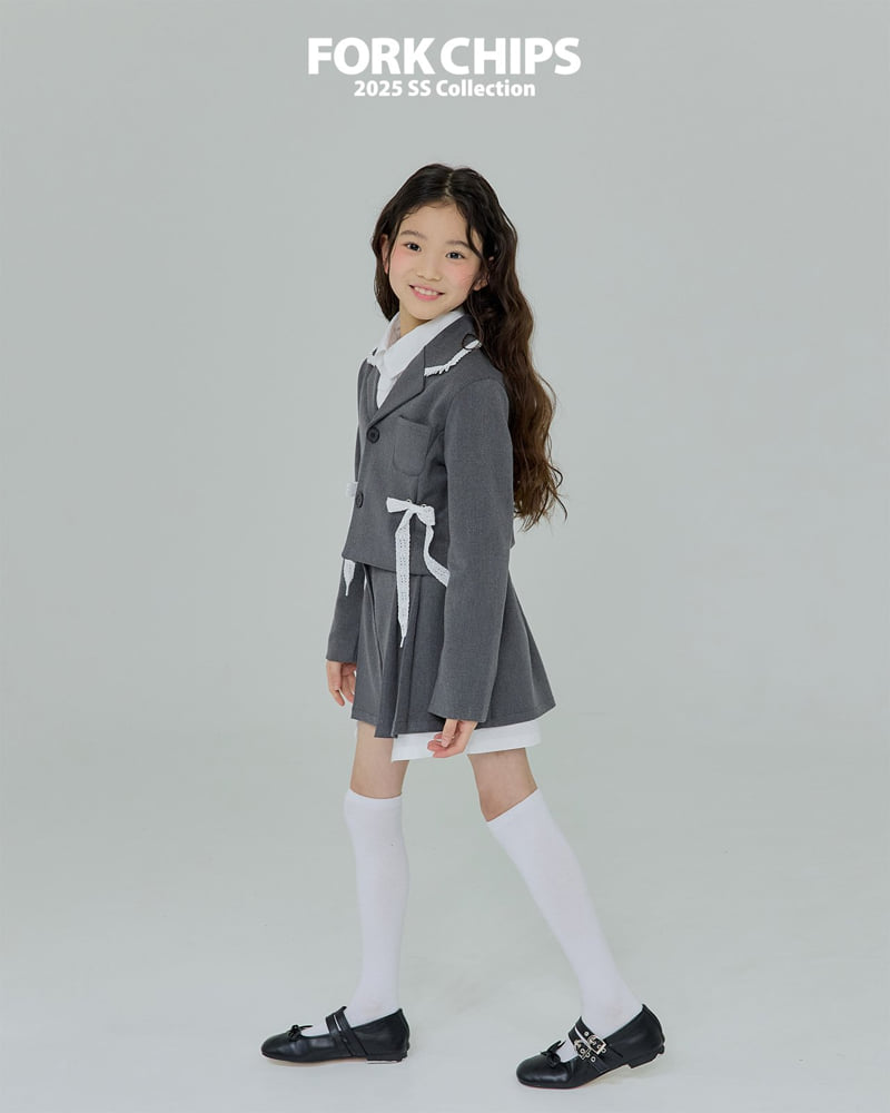 Fork Chips - Korean Children Fashion - #prettylittlegirls - Frill Ribbon Jacket - 11