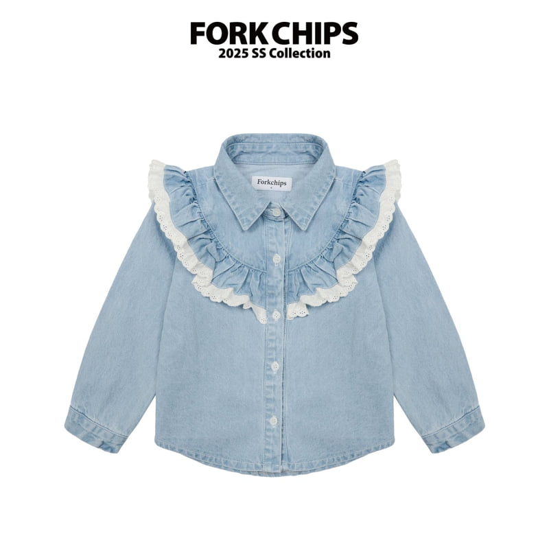 Fork Chips - Korean Children Fashion - #prettylittlegirls - Hippie Denim Blouse