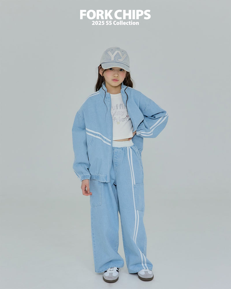 Fork Chips - Korean Children Fashion - #stylishchildhood - Curve Denim Pants - 10