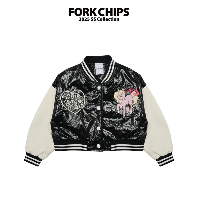 Fork Chips - Korean Children Fashion - #stylishchildhood - Pony Baseball Jacket