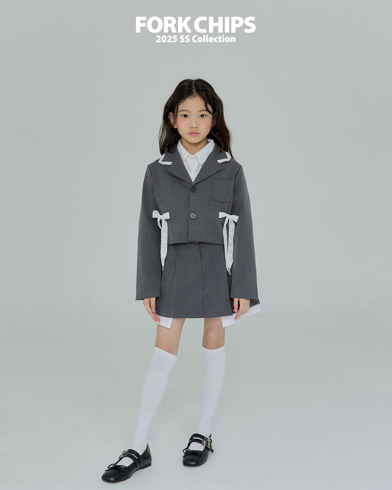 Fork Chips - Korean Children Fashion - #todddlerfashion - Frill Ribbon Jacket - 12
