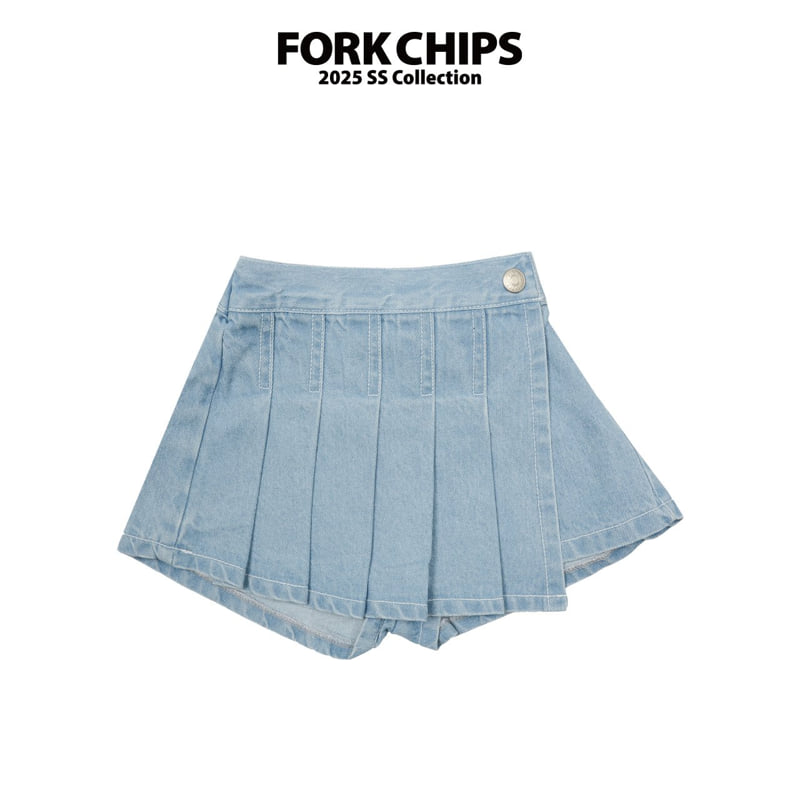 Fork Chips - Korean Children Fashion - #todddlerfashion - BB Denim Skirt
