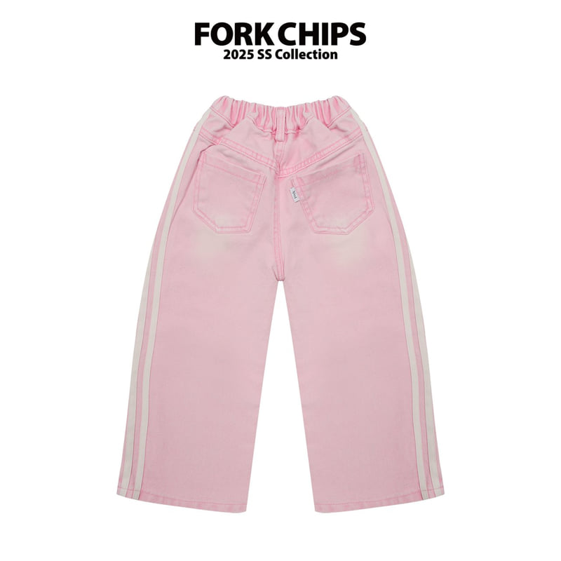 Fork Chips - Korean Children Fashion - #toddlerclothing - Pink Line Pants - 3