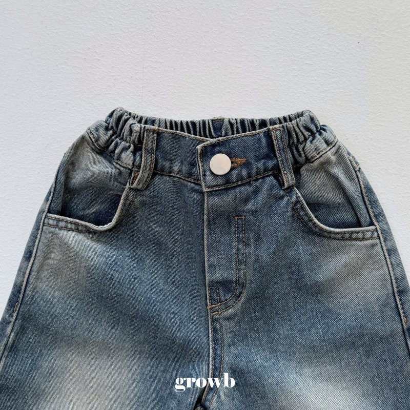 Grow B - Korean Children Fashion - #kidzfashiontrend - Brush Denim Pants - 8