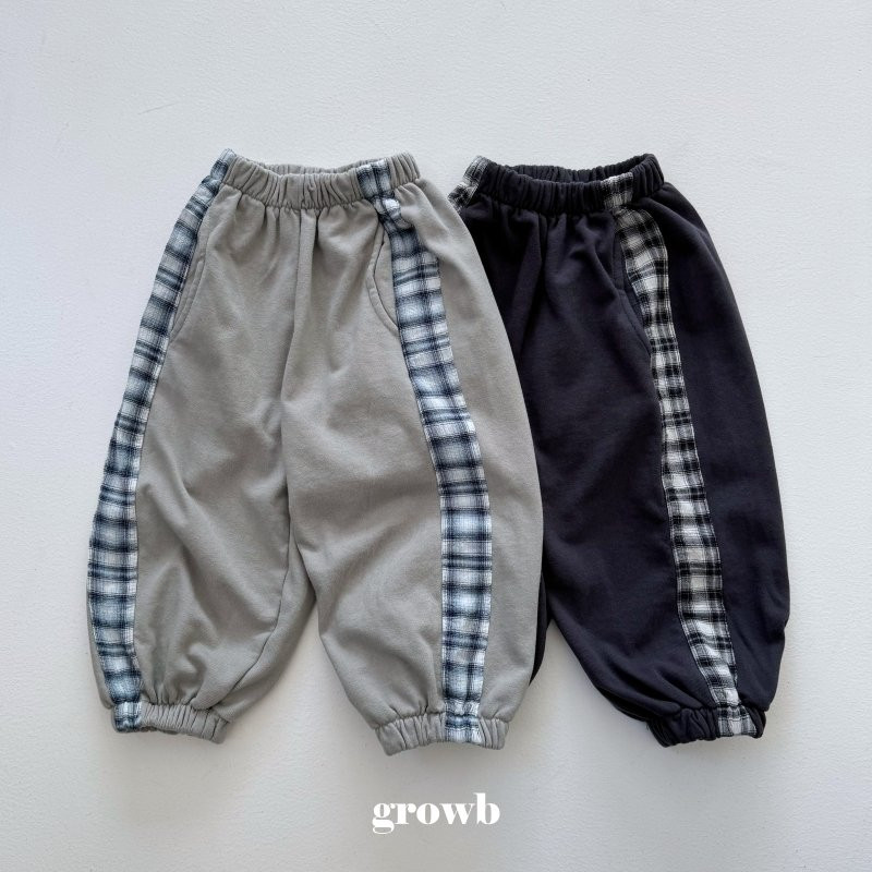 Grow B - Korean Children Fashion - #kidzfashiontrend - Check Jogger Pants