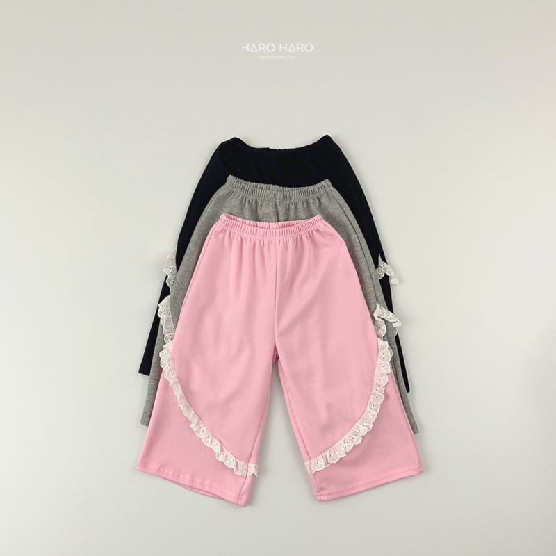 Haro Haro - Korean Children Fashion - #Kfashion4kids - Ribbon Lace Wide Pants - 3