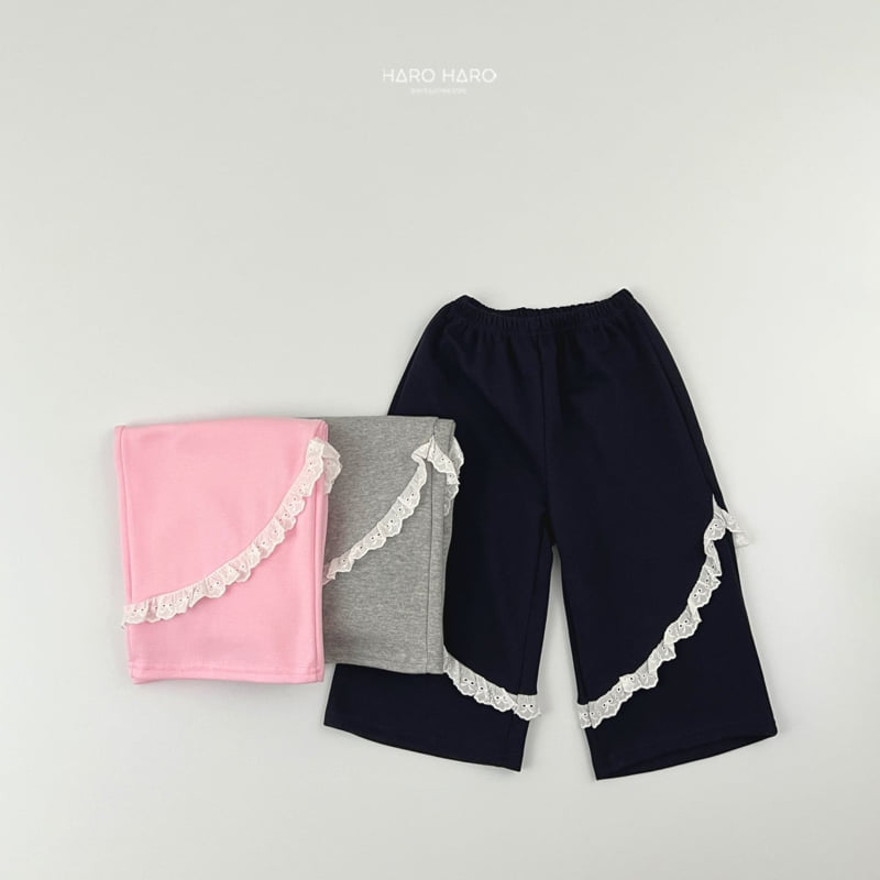 Haro Haro - Korean Children Fashion - #childrensboutique - Ribbon Lace Wide Pants - 10