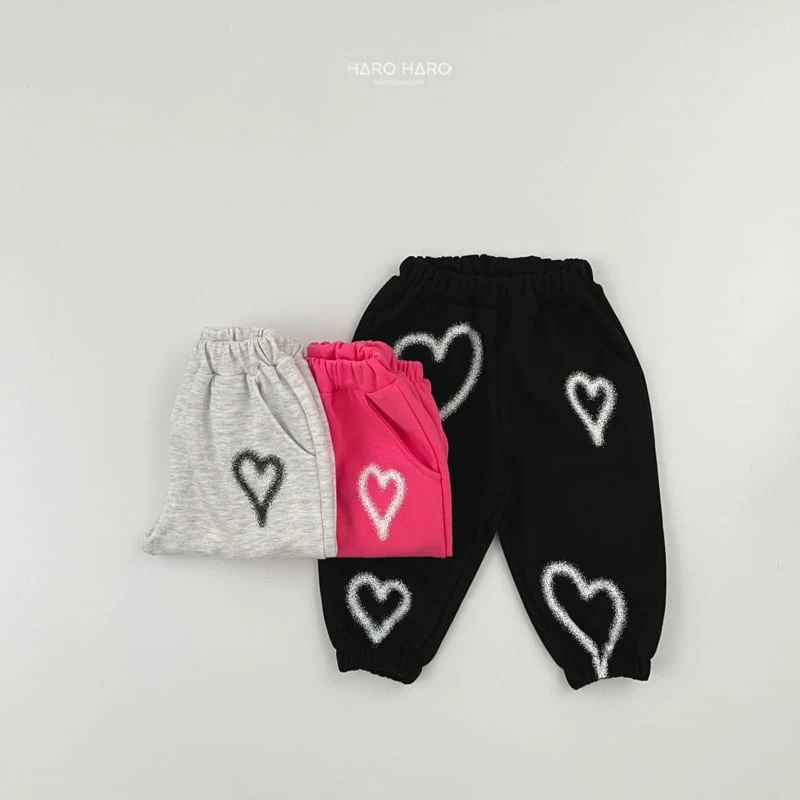 Haro Haro - Korean Children Fashion - #childrensboutique - Spray Heart Jogger Pants - 9