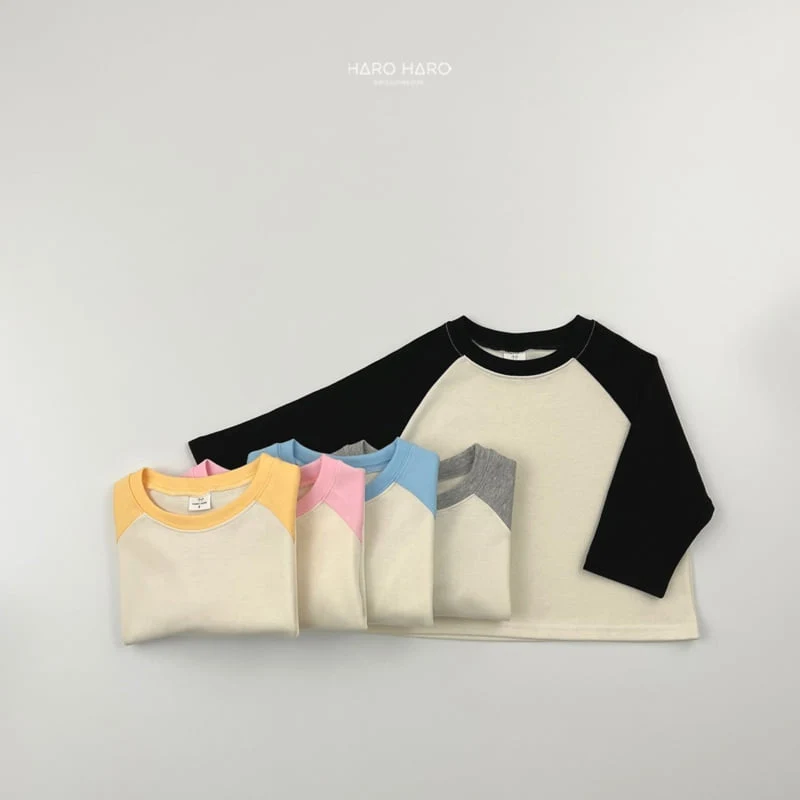 Haro Haro - Korean Children Fashion - #designkidswear - Cream Raglan Tee - 8
