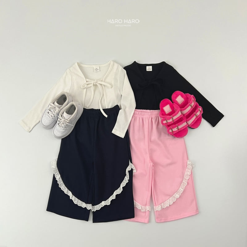 Haro Haro - Korean Children Fashion - #discoveringself - Ribbon Lace Wide Pants - 12