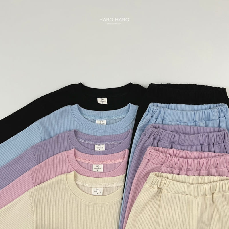 Haro Haro - Korean Children Fashion - #discoveringself - Berry Ribbed Top Bottom Set - 6