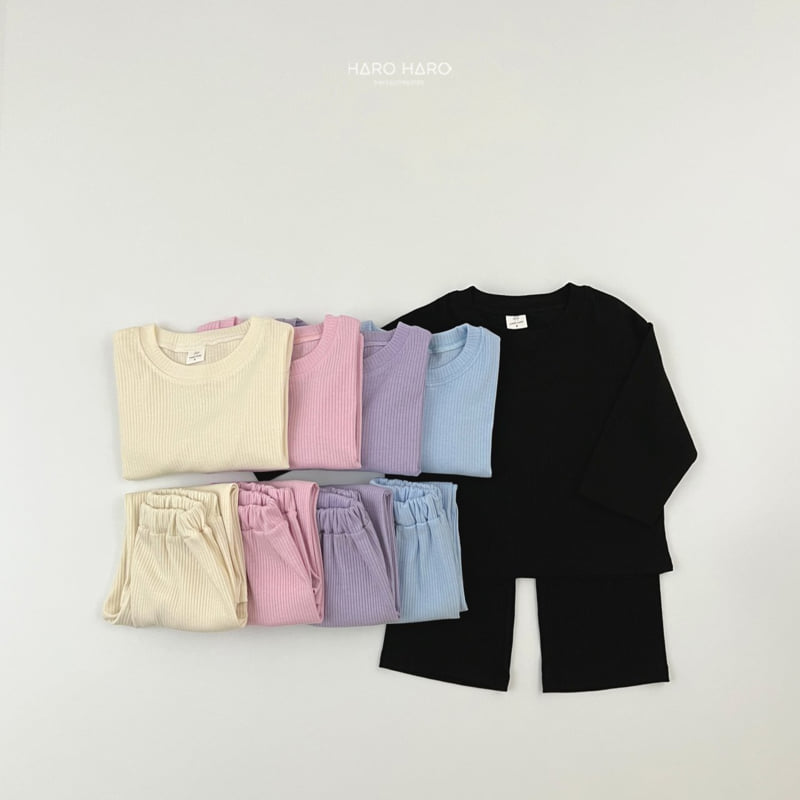 Haro Haro - Korean Children Fashion - #kidsshorts - Berry Ribbed Top Bottom Set - 8