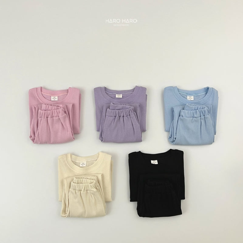 Haro Haro - Korean Children Fashion - #kidzfashiontrend - Berry Ribbed Top Bottom Set - 10
