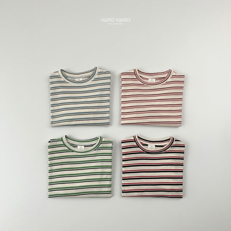 Haro Haro - Korean Children Fashion - #kidzfashiontrend - Retro Stripe Tee - 11