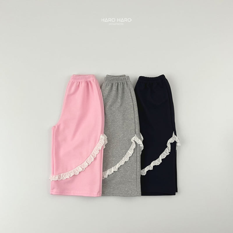 Haro Haro - Korean Children Fashion - #Kfashion4kids - Ribbon Lace Wide Pants - 4