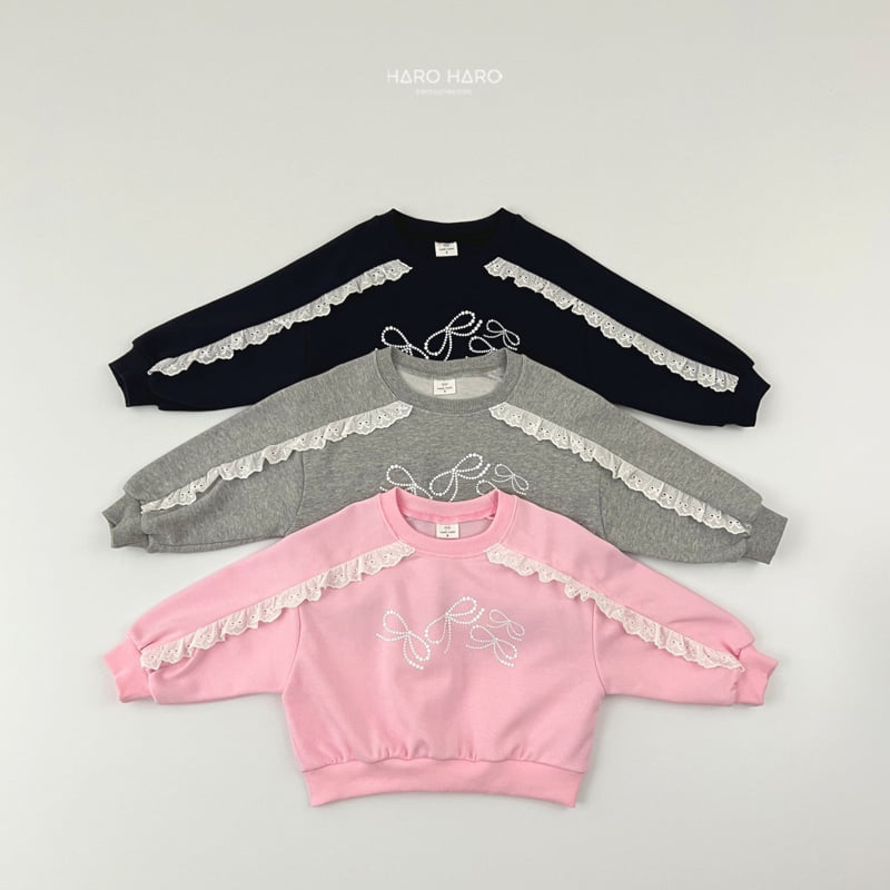 Haro Haro - Korean Children Fashion - #littlefashionista - Lace Ribbon Sweatshirts - 3