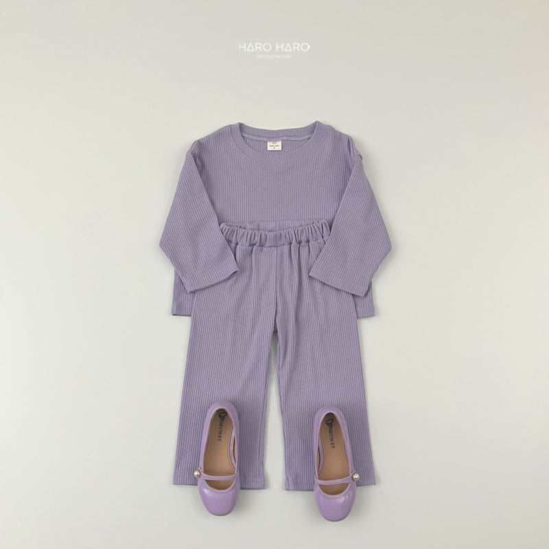 Haro Haro - Korean Children Fashion - #littlefashionista - Berry Ribbed Top Bottom Set - 12