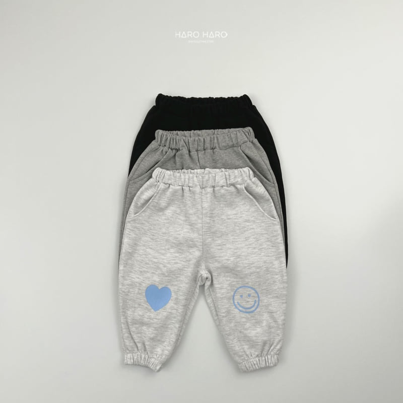 Haro Haro - Korean Children Fashion - #littlefashionista - Heart Smile Jogger Pants - 3