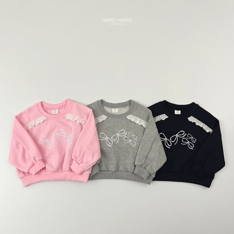 Haro Haro - Korean Children Fashion - #littlefashionista - Lace Ribbon Sweatshirts - 4