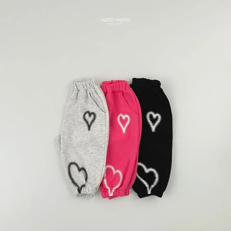 Haro Haro - Korean Children Fashion - #littlefashionista - Spray Heart Jogger Pants - 4