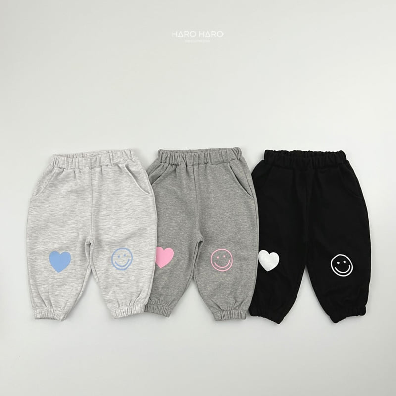 Haro Haro - Korean Children Fashion - #littlefashionista - Heart Smile Jogger Pants - 4