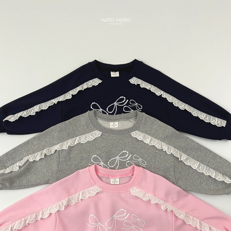 Haro Haro - Korean Children Fashion - #prettylittlegirls - Lace Ribbon Sweatshirts - 6