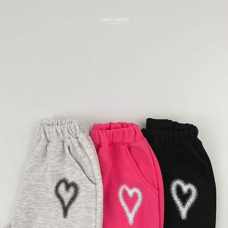 Haro Haro - Korean Children Fashion - #prettylittlegirls - Spray Heart Jogger Pants - 6