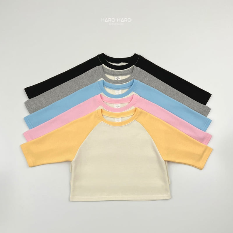 Haro Haro - Korean Children Fashion - #todddlerfashion - Cream Raglan Tee - 3