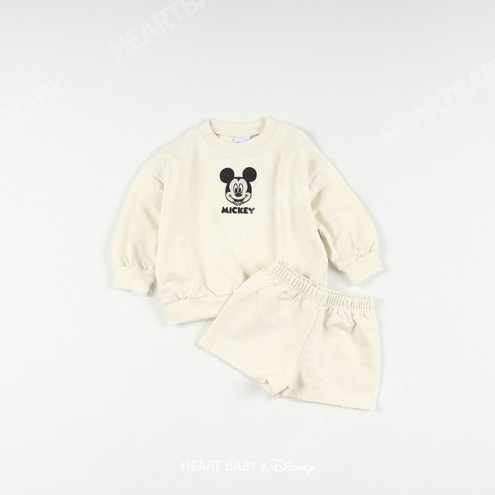 Heart Baby - Korean Children Fashion - #childrensboutique - M Face Embroidered Shorts Top Bottom Set - 5
