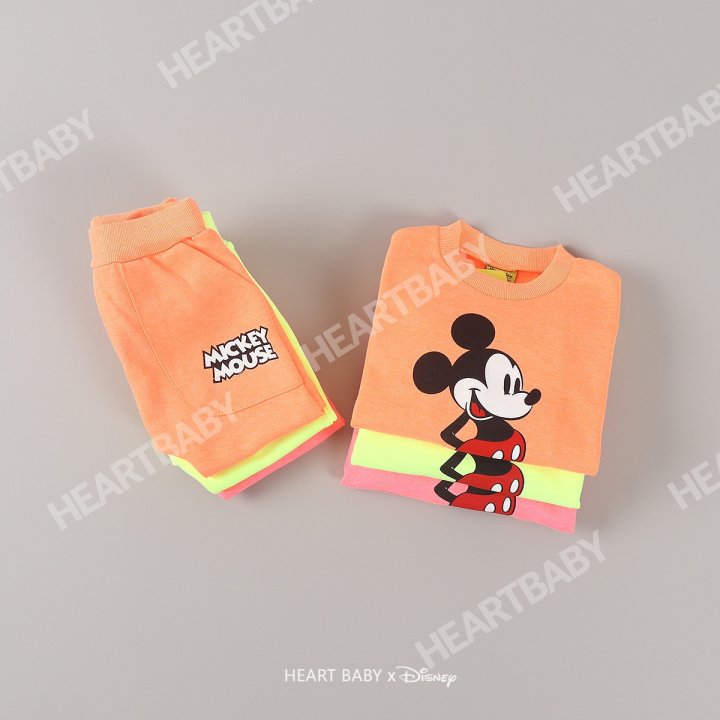 Heart Baby - Korean Children Fashion - #fashionkids - Neon M Top Bottom Set - 6