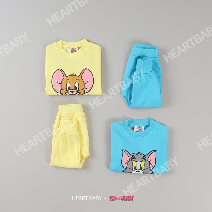 Heart Baby - Korean Children Fashion - #minifashionista - Tom Jerry Peekaboo Top Bottom Set - 4