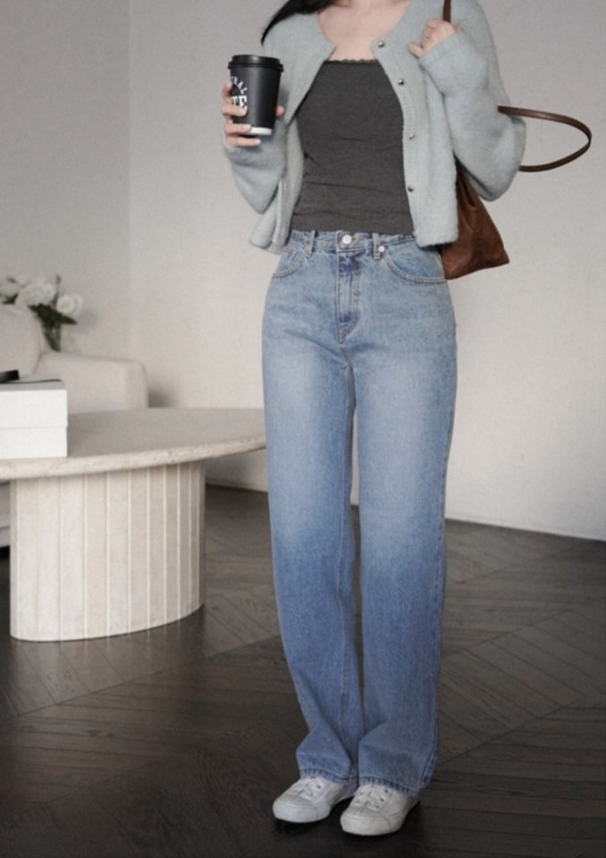 I'm here - Korean Women Fashion - #momslook - Straight Denim Pants - 7