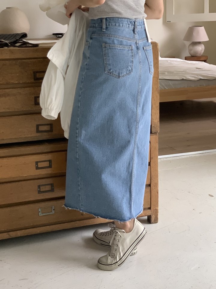 I'm here - Korean Women Fashion - #momslook - Long Slit Cutting Skirt - 6