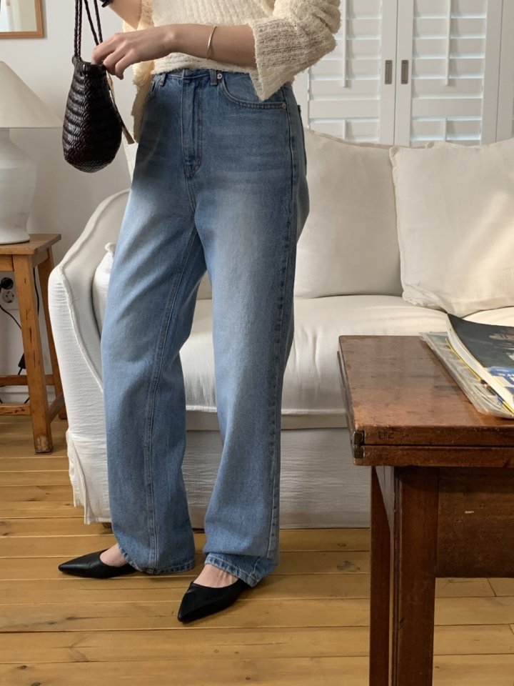 I'm here - Korean Women Fashion - #thatsdarling - Cat Brushed Straight Denim Pants - 8