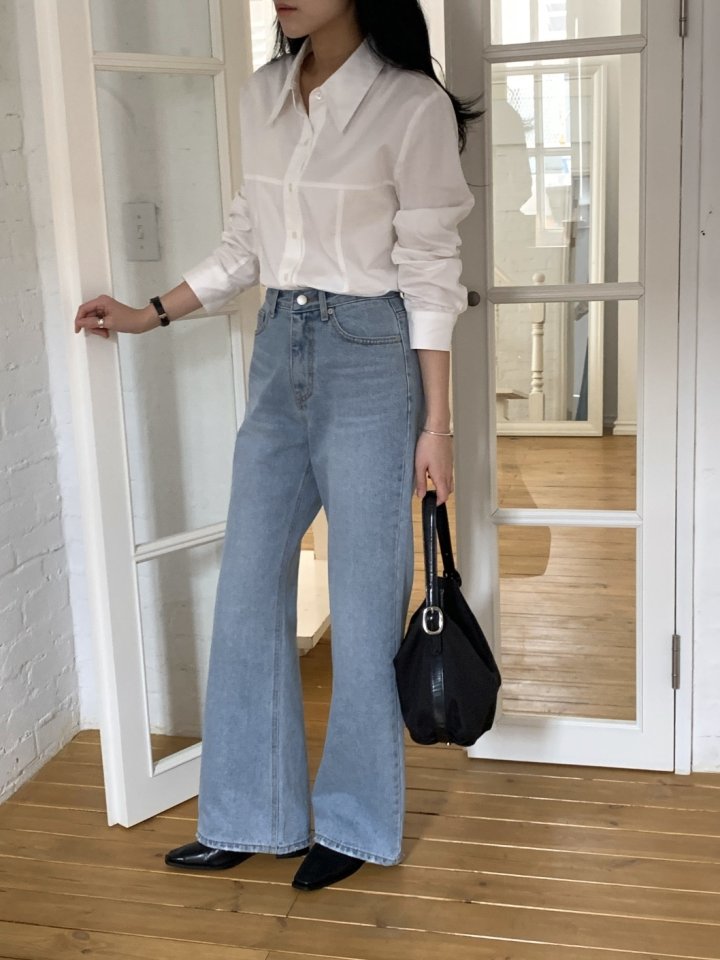 I'm here - Korean Women Fashion - #vintageinspired - Light Blue Bottom Vintage Denim Pants - 3