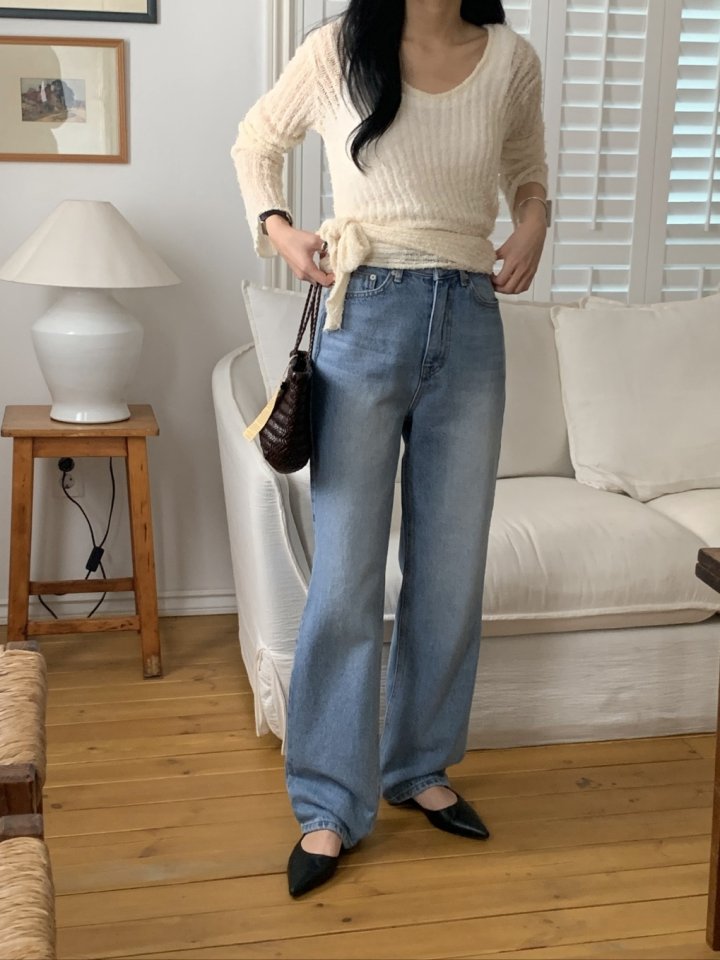 I'm here - Korean Women Fashion - #womensfashion - Cat Brushed Straight Denim Pants