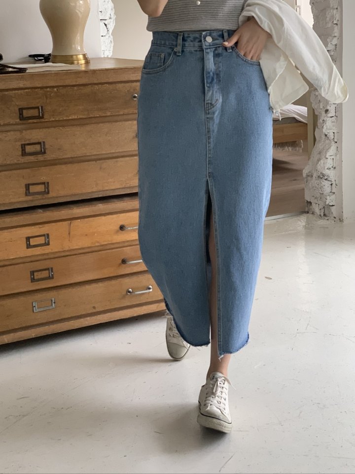 I'm here - Korean Women Fashion - #womensfashion - Long Slit Cutting Skirt - 7