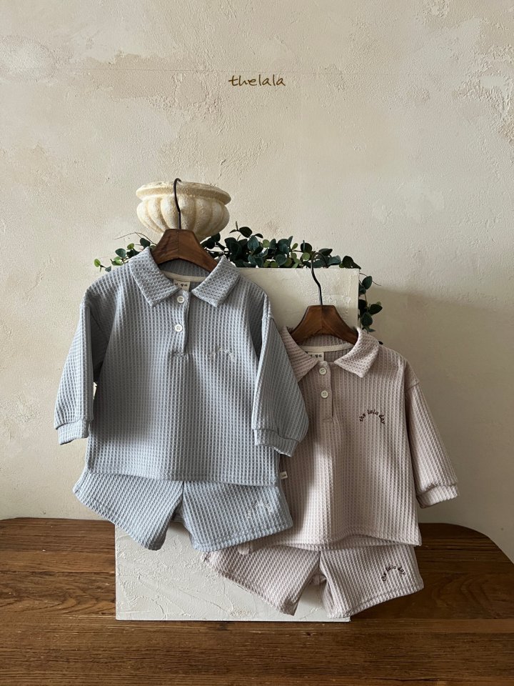 Lala - Korean Children Fashion - #kidsshorts - Waffle Bread Top Bottom Set - 7